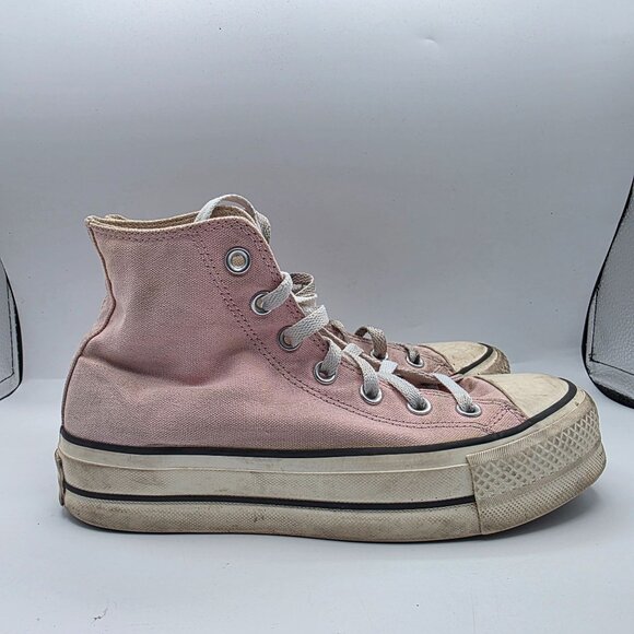 Converse All Star High Top Womens Size 7 Pink Lace Up Platform Sneakers Casual - Picture 12 of 13